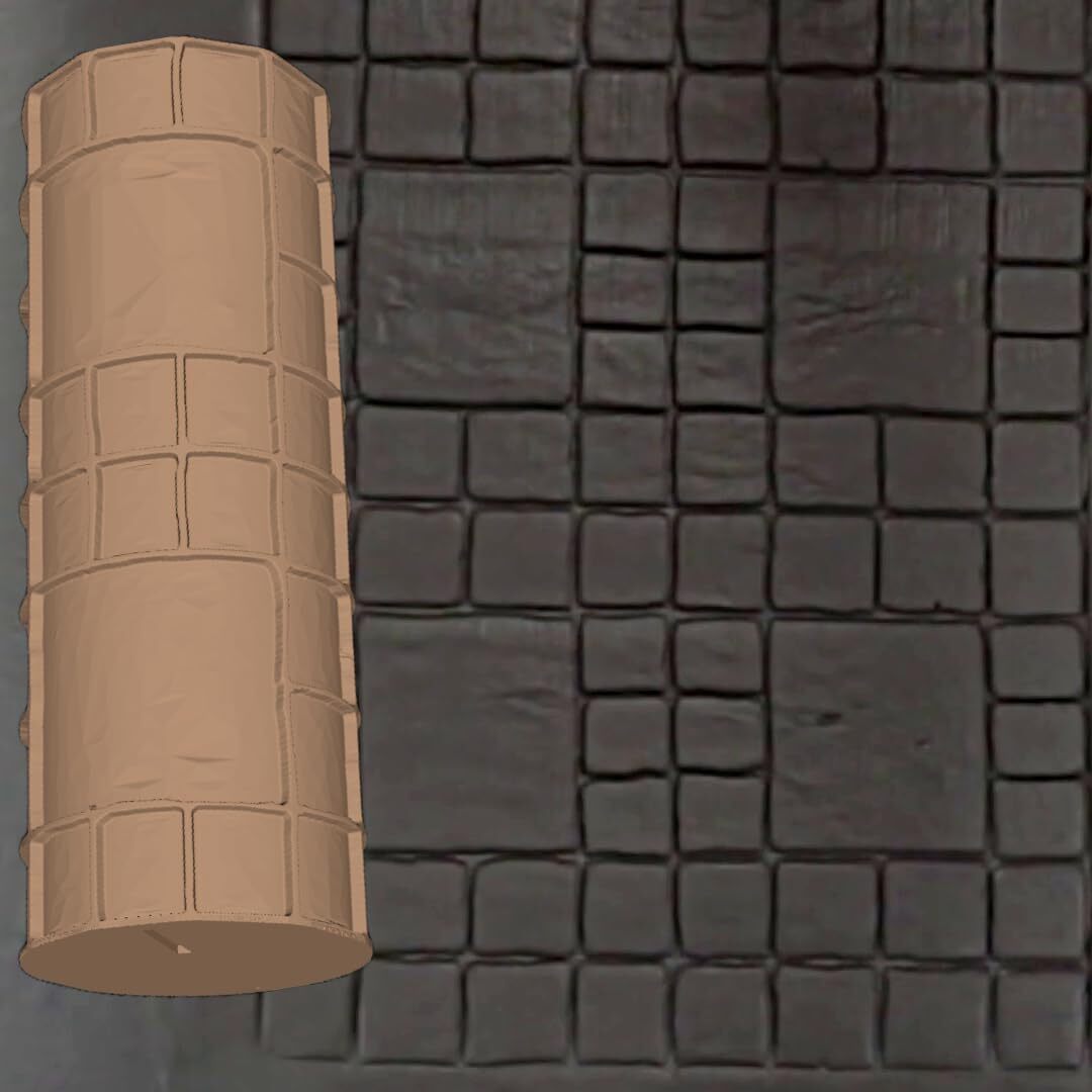 Cobblestone Clay Texture Roller 4 Inches art craft diorama STL Loot Factory Set2