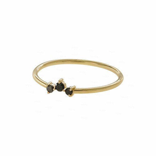 Pre-owned Irisha Designs Genuine Black Diamond 0.05 Ct. Stackable Ring 14k Gold Fine Jewelry In F-g