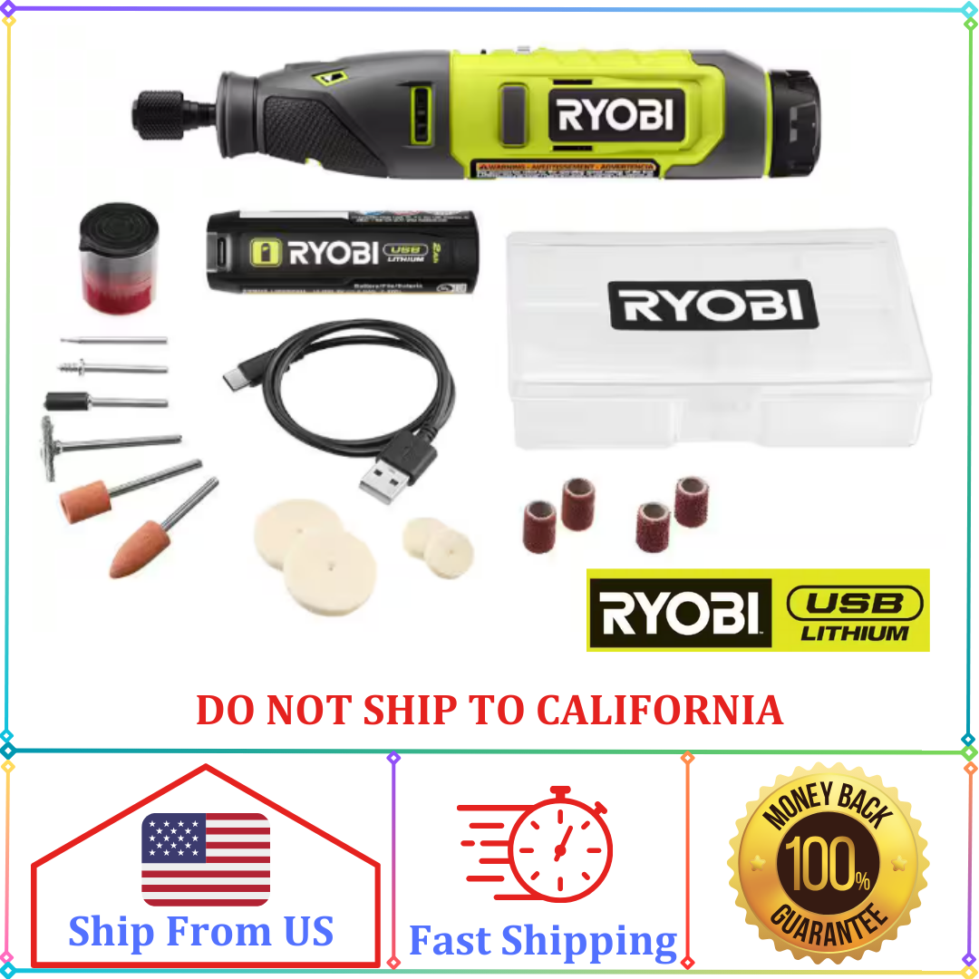 USB Lithium Rotary Tool Kit with 2.0 Ah USB Lithium Battery and Charging Cable