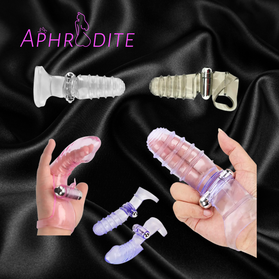 Finger Sleeve Vibrator G Spot Vibrating Dildo Adult Women Sex Toy FREE BULLET - Picture 1 of 12