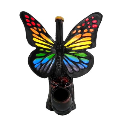 Rainbow Butterfly Handmade Tobacco Smoking Hand Pipe Monarch Wings Nature Insect