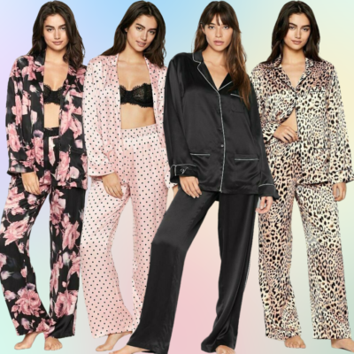 NWT VICTORIA S SECRET Silk PJ Pajama 2pc Set Shirt Pants Regular