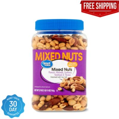 New Great Value Mixed Nuts with Peanuts, 27 oz Free Shipping