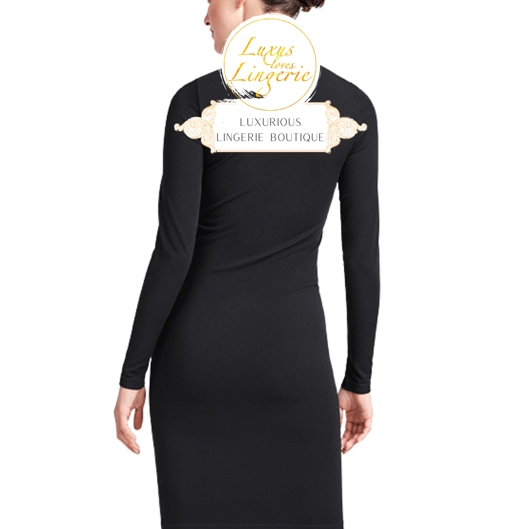 WOLFORD AURORA DRESS BY WOLFORD M BLACK SCHWARZ ROLLKRAGEN WEICHE ELEGANZ LANGARM