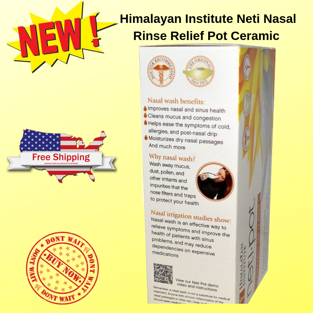 New Himalayan Institute Neti Nasal Rinse Relief Pot Ceramic Sinus Bottle (1xEA)