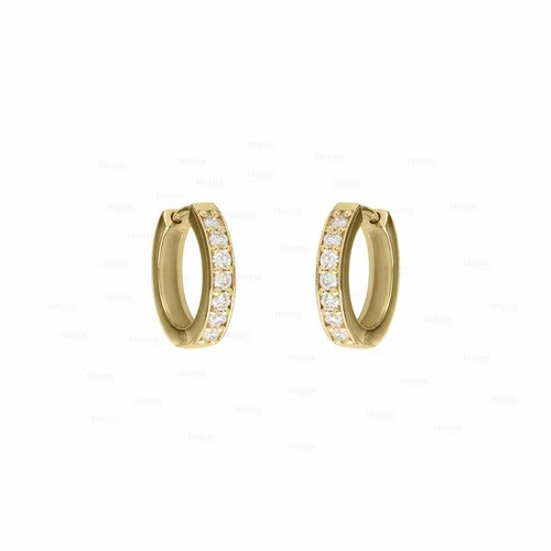 Pre-owned Irisha Designs Genuine Diamond Minimal Huggie Hoop Earrings 14k Gold Jewelry In F-g