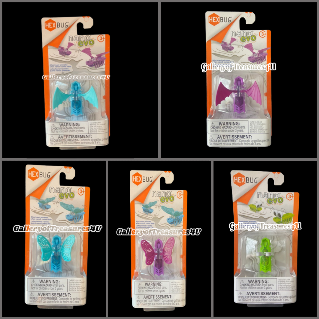 HexBug Nano Evo Bat Butterfly Attachment Wings Robotic Bug Blue Purple Cat Toy