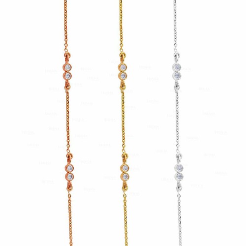 Pre-owned Irisha Designs Diamond And Gold 14k Wedding Chain Bracelet Handmade Fine Jewelry For Women In F-g