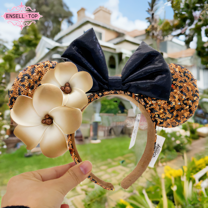 Minnie Ears Disney Parks Aulani Hawaii Black Gold Plumeria  display picture 1