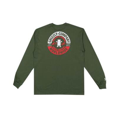 

Футболка с длинным рукавом Grizzly Griptape Open Range (зеленый военный) с рисунком, Military green