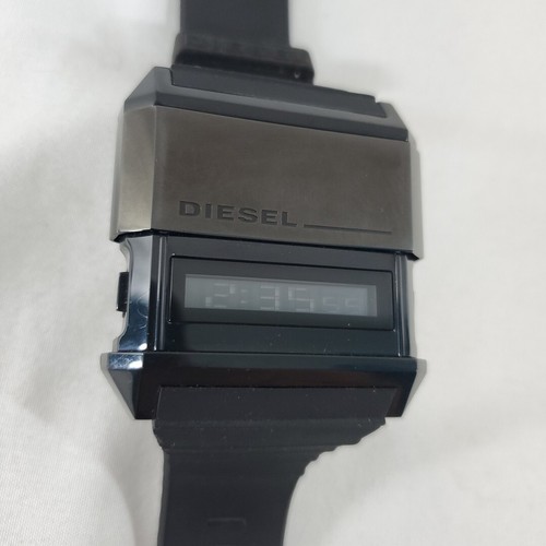 diesel 時計 Diesel Mini Daddy Black Dual Time Dial Black Ion-plated