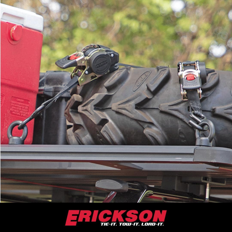 Erickson 34415 Pro Series Black Retractable Ratcheting Tie-Down Strap (Pack of 2