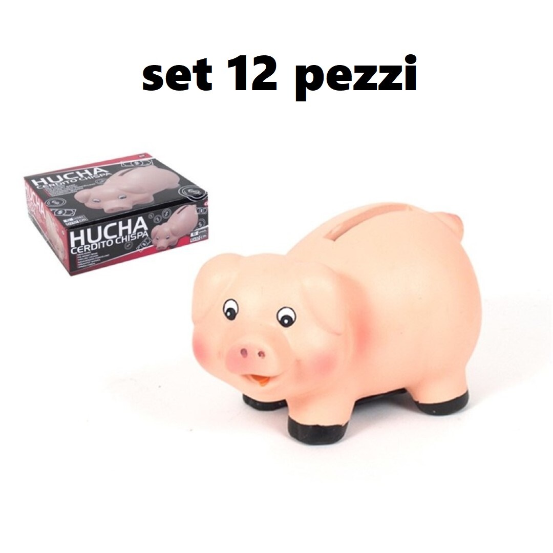 Set 12 Pz Salvadanaio Porcellino Maialino 6x11,5cm Monete Porta Soldi Spiccioli