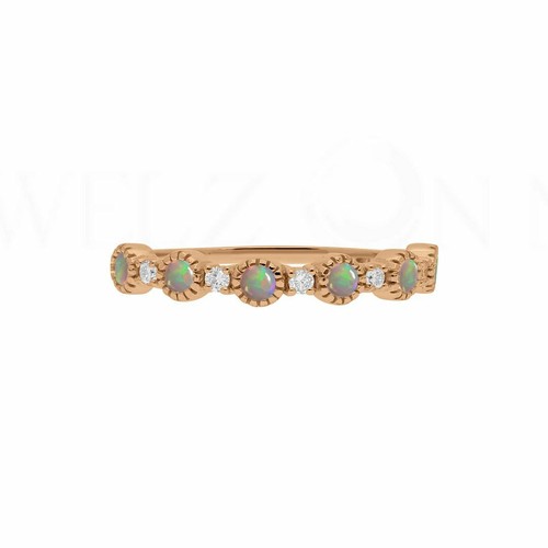 Pre-owned J.o.n 14k Gold Genuine Diamond And Opal Gemstone Engagement Ring Fine Jewelry In White