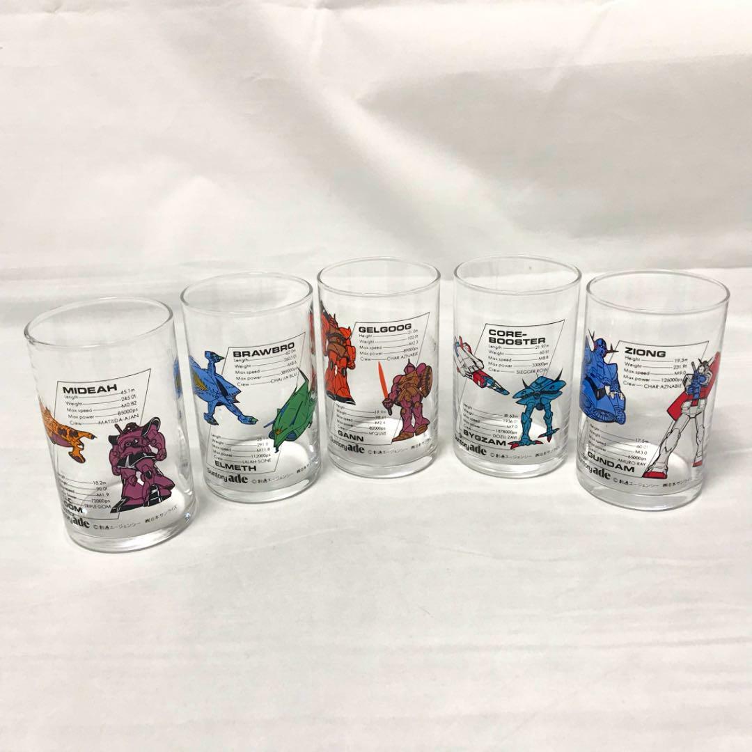 ガンダム グラス 6個セット by SUNTORY Vintage 1980s Bandai Gundam x Suntory Novelty Glass Tumbler