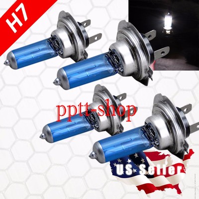 Combo 2 Pair H7 Halogen Xenon Headlight White 5000K 55w Light Bulb Hi/Low Beam