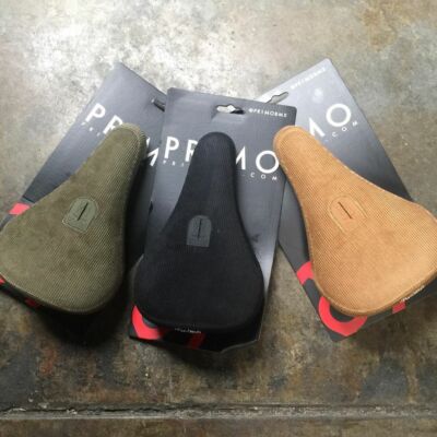 PRIMO BMX BISCUIT BICYCLE SEAT BLACK TAN GREEN CORDUROY