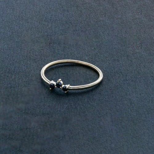 Pre-owned Irisha Designs Genuine Black Diamond 0.05 Ct. Stackable Ring 14k Gold Fine Jewelry In F-g