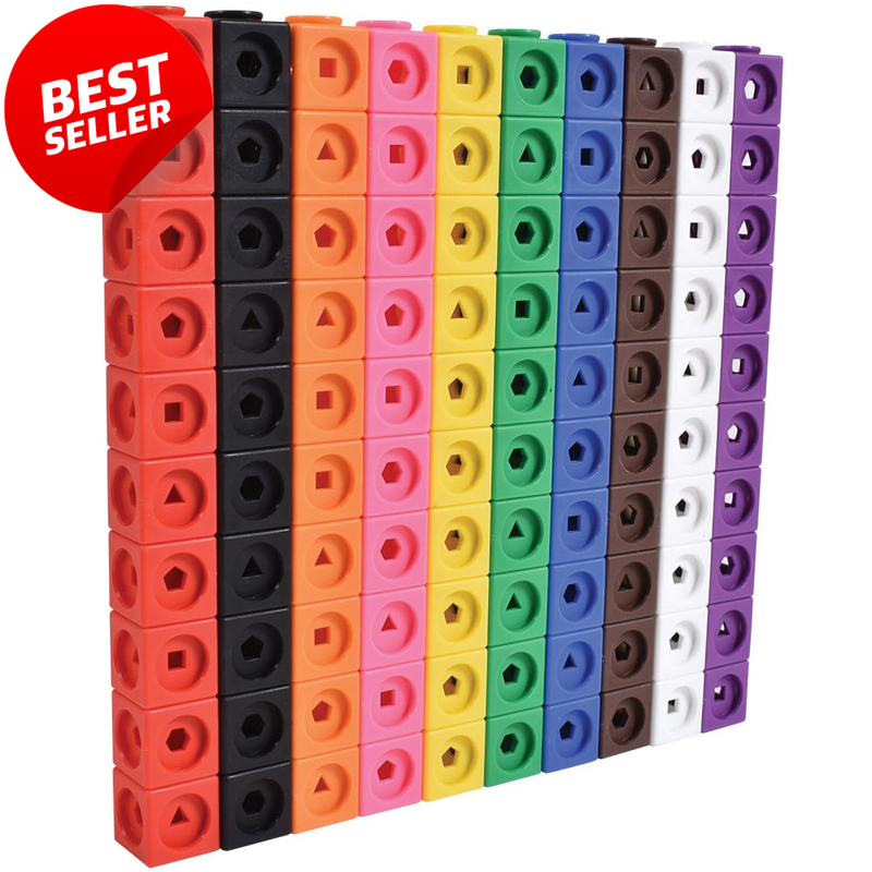 100PCS Math Cubes Counting Blocks 5 Shapes 10 Colors Preschool Manipulatives -US