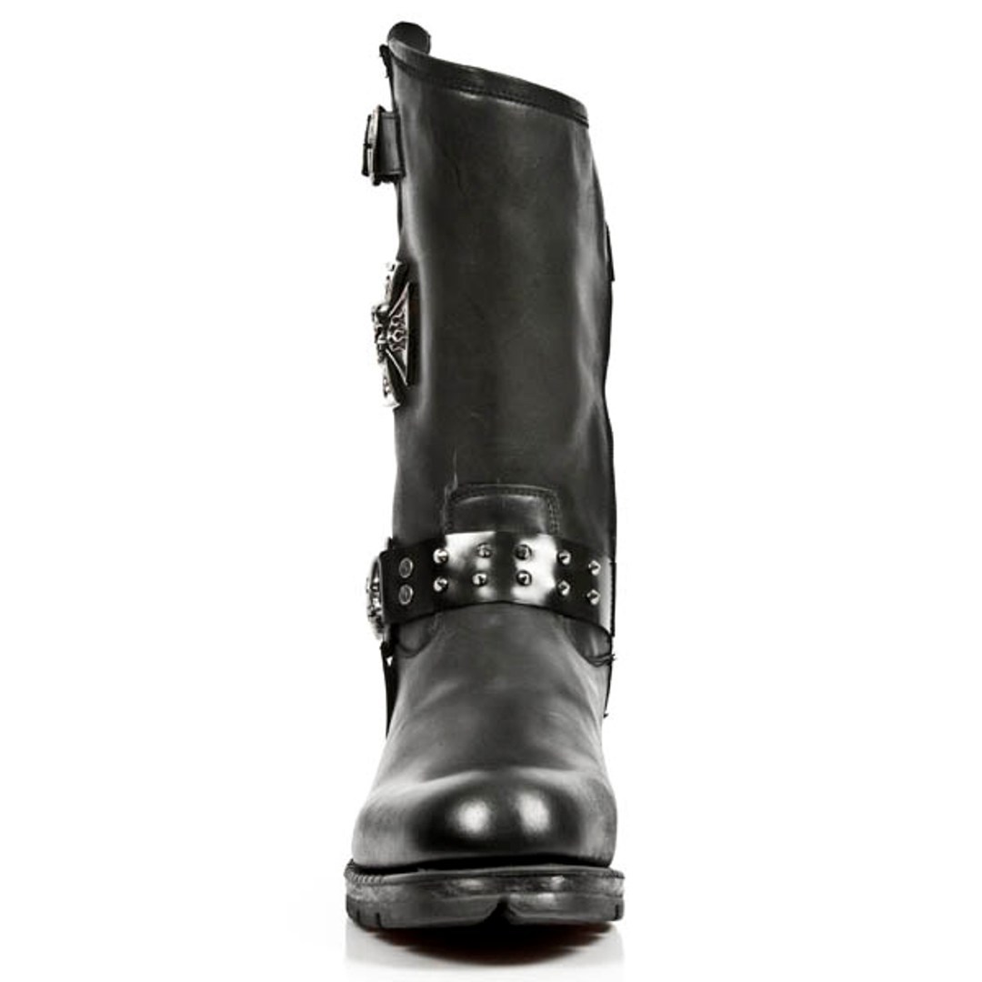 Pre-owned New Rock Newrock M.mr030 S1 Black - Rock Boots - Mens