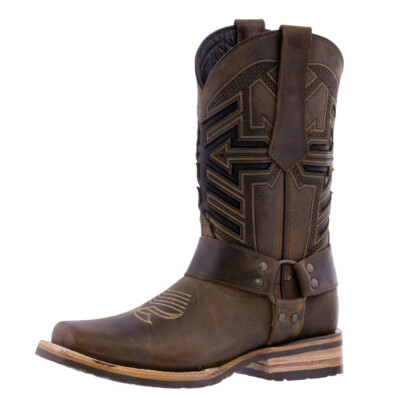 Western Dress Brown Biker Harness Botas