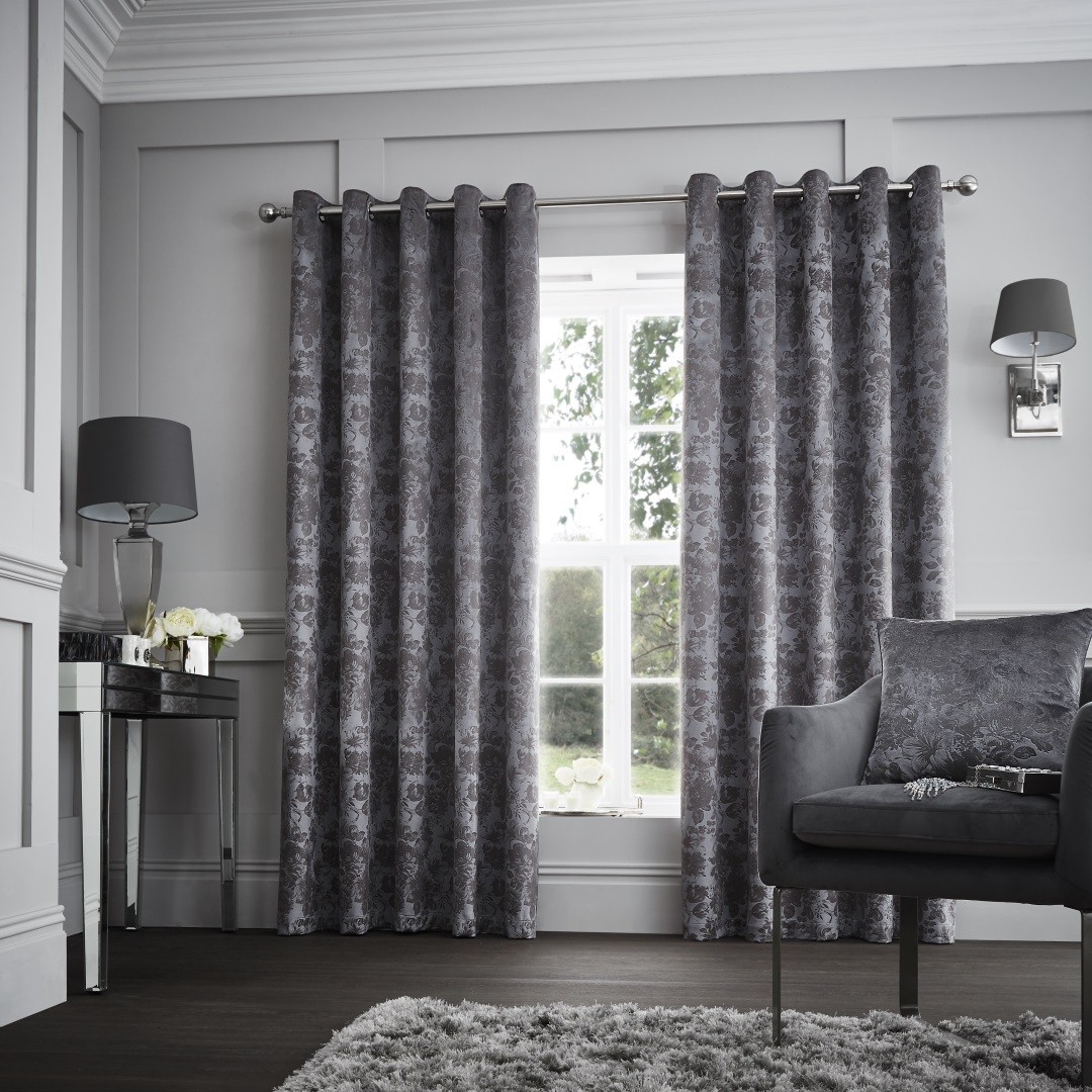 Luxury Curtina Downton Velvet Heavy Weight Lined Eyelet Curtains