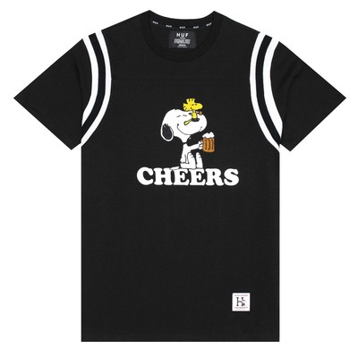 

HUF x PeanutsCheers Football Jersey Short Sleeve (Black) Мужская футболка с рисунком, Черный