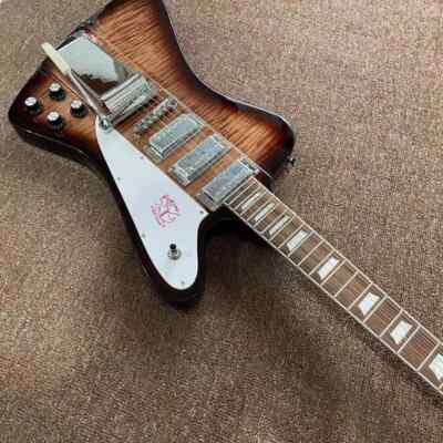Hot Sale Sunburst Electric Guitar 3 Pickups Tiger Flame 6 Stings Gitaar Firebird