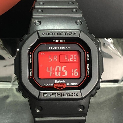 Pre-owned Casio G-shock Black & Red Gw-b5600ar-1 Solar Radio Men's Watch In Box