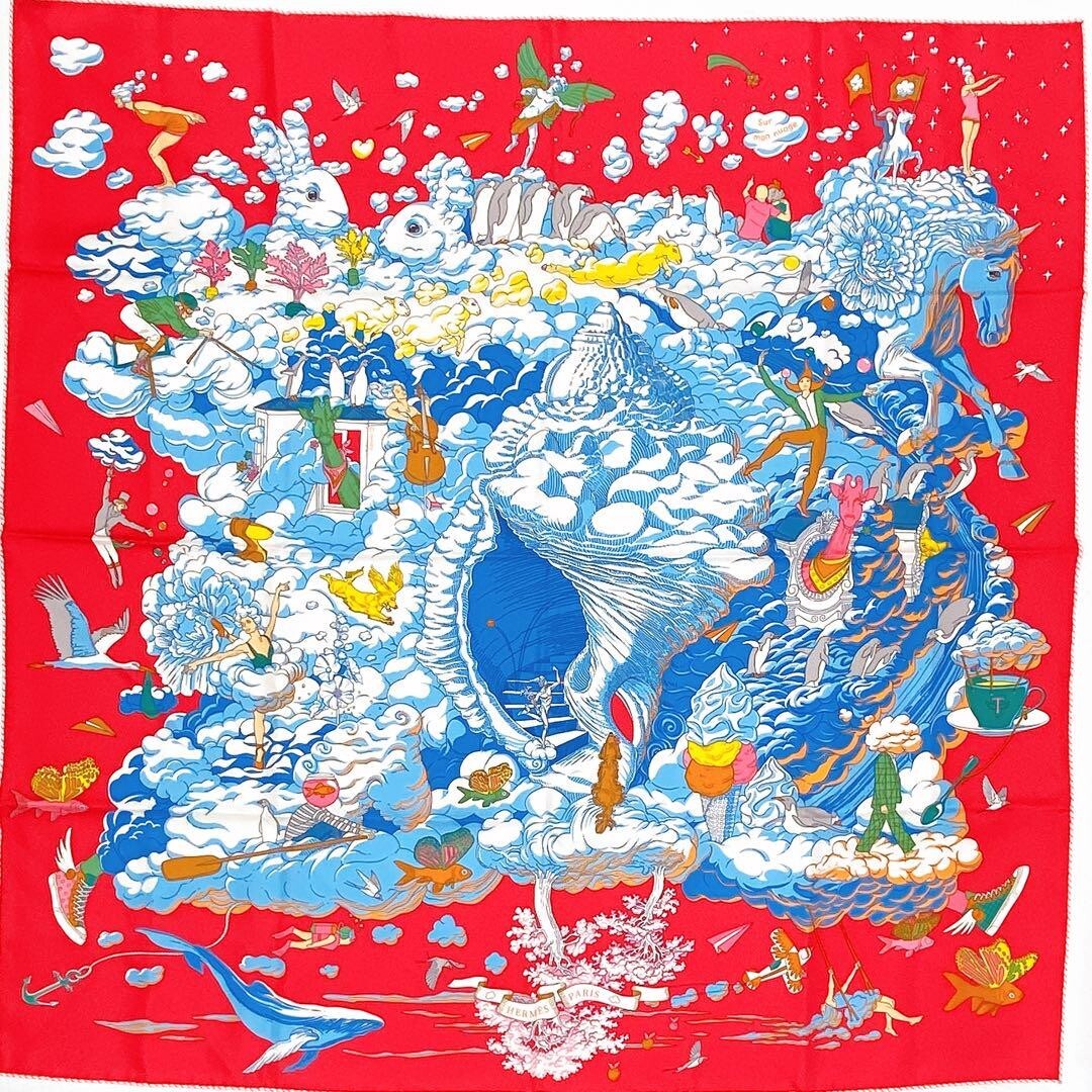 Hermes Carre90 Sur Mon Nuage My Cloud All Over Pattern Scarf