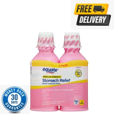 Equate Upset Stomach Relief Bismuth Liquid, Regular Strength, 16 fl oz, 2 Pack..