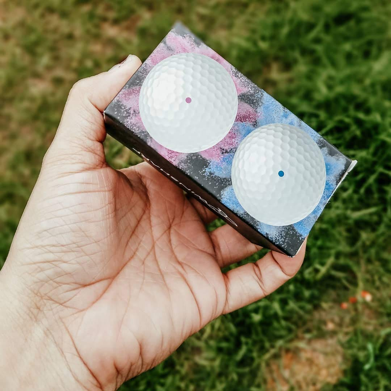 Gender Reveal Golf Balls Exploding Golf Ball Set (1 Pink + 1 Blue + 2 Wooden Tee