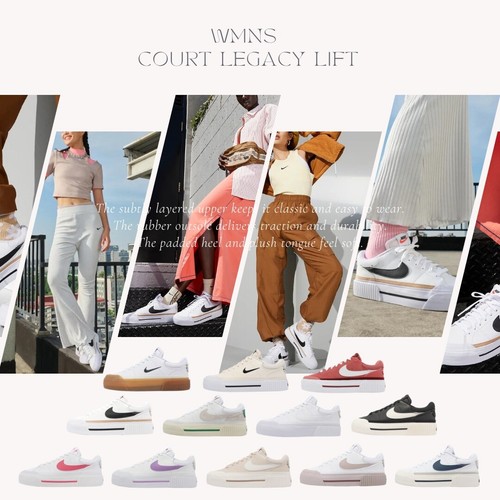 国内配送 NIKE W COURT LEGACY LIFT PALE IVORY/MUSLIN-WHT-BLK Nike Court Legacy Lift 