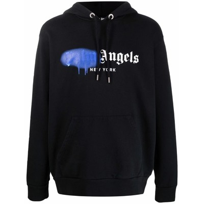 PALM ANGELS PALM ANGELS YORK SPRAY PAINT LOGO BLACK HOODIE