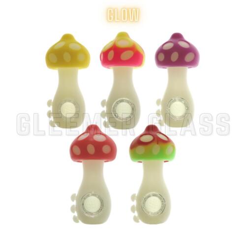 Mushroom Silicone Pipe Regular/Glow in the Dark unbreakable 9 Hole Glass Tobacoo