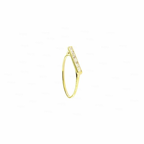 Pre-owned Irisha Designs Genuine Diamond Baguette Bar Ring Size-3-8 Us 14k Gold Fine Jewelry In White