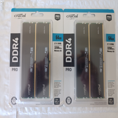 メモリー Crucial DDR4 Pro 64GB (2x32GB) 3200MHz Crucial Pro 64GB DDR4 RAM Kit (2x32GB), 3200MHz (or 3000MHz