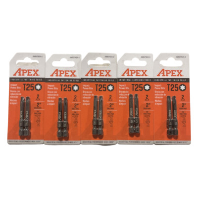 Apex T25 Torx Impact Power Bit 2'' Insert Screw Bits 1/4'' Hex Quick Change 10pk