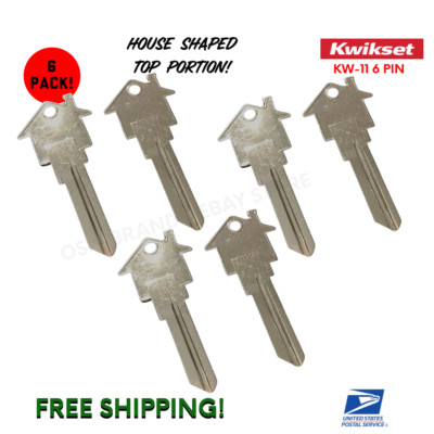 HOUSE-APARTMENT KEY BLANKS-6 PACK KWIKSET House Shaped 6 Pin KW-11