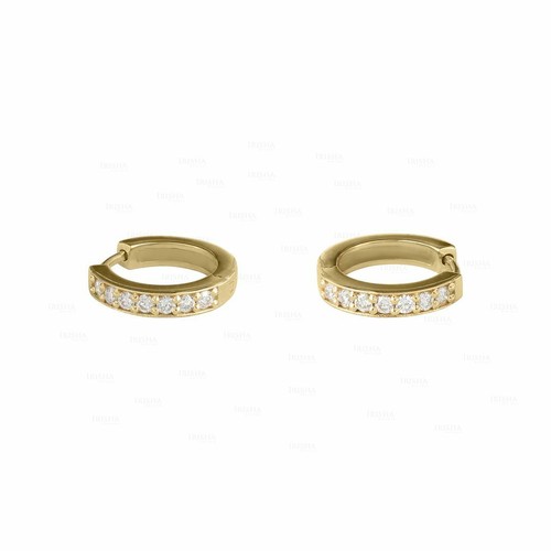 Pre-owned Irisha Designs Genuine Diamond Minimal Huggie Hoop Earrings 14k Gold Jewelry In F-g