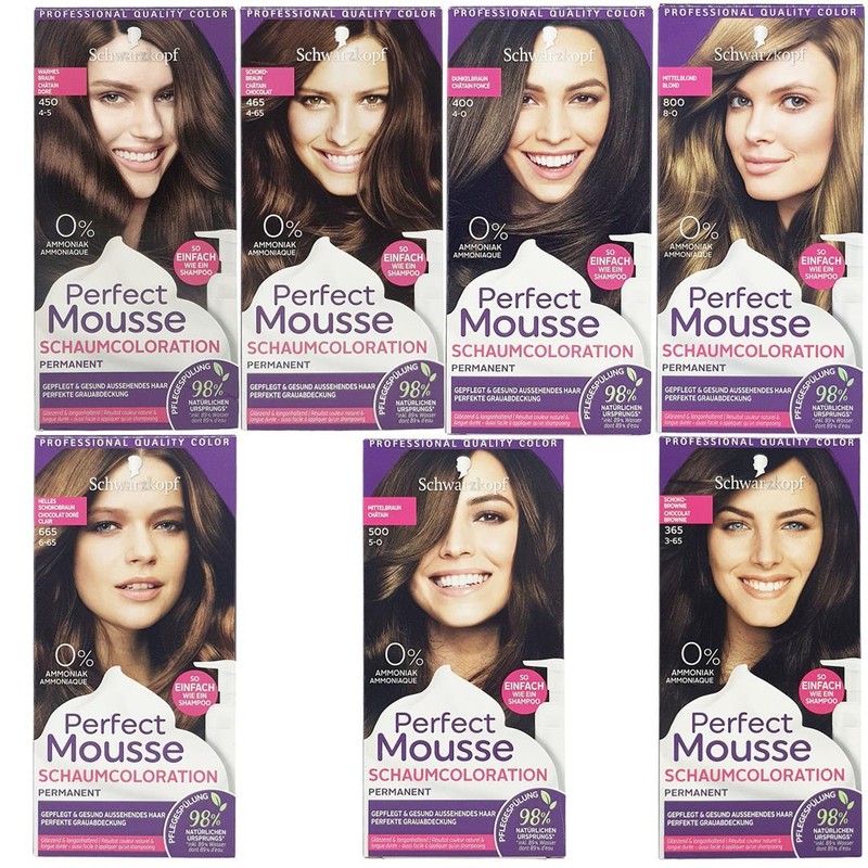 Schwarzkopf Perfect Mousse Schaumcoloration Nuancenauswahl, (3er Pack) 92.5ml