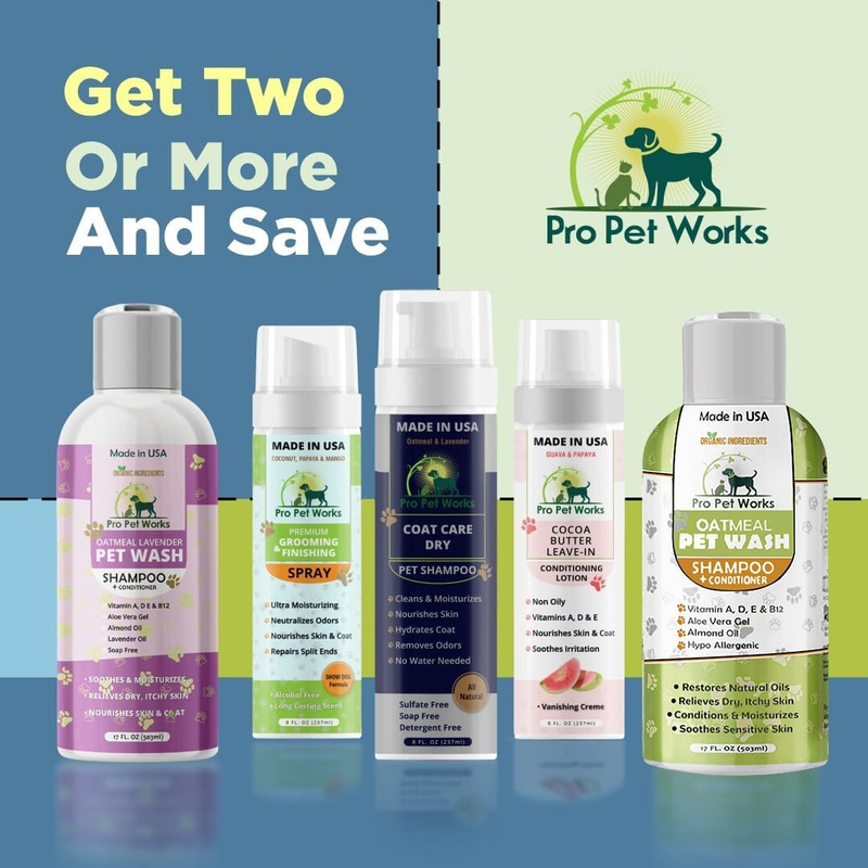 Oatmeal Dog Shampoo & Conditioner 17Oz [USA] 5 in 1 Plant-Based Organic Sulfate-