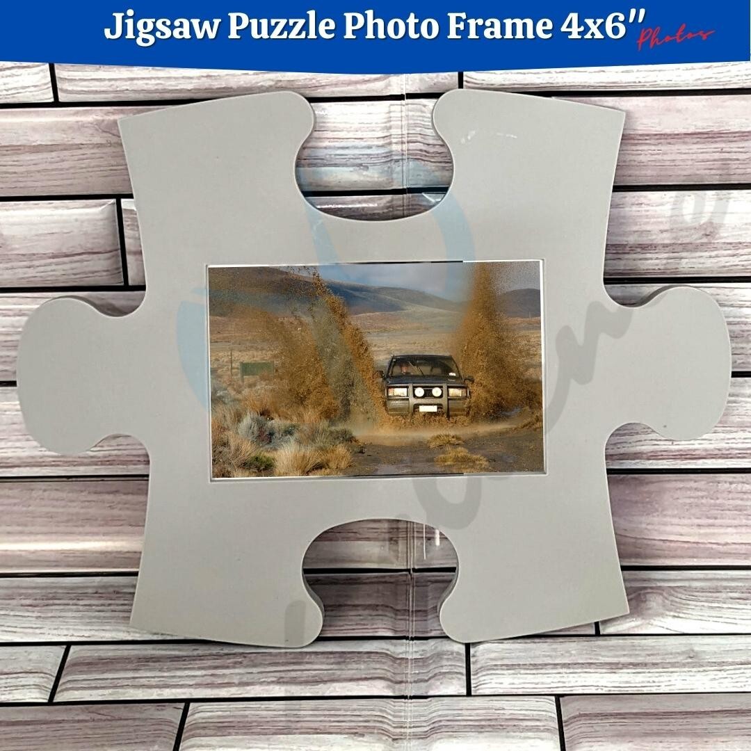 Jigsaw Puzzle Piece Plastic Photo Frame Hold 4x 6 Photo White Black Gray OR Teal