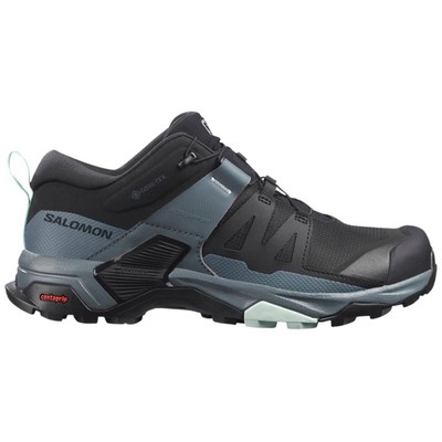 Salomon X Ultra 4 GTX Women's Hiking Shoes, Black/Stormy Weather/Opal Blue, W9.5