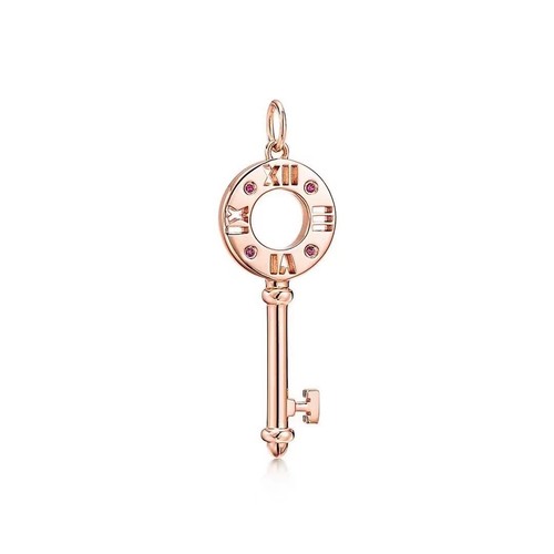 NWB Tiffany&Co Atlas 18k Rose Gold 4 Ruby Key Pendant | eBay