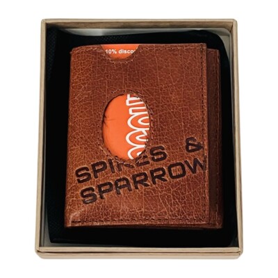 Spikes And Sparrow Mens Brandy Brown Leather Trifold Wallet