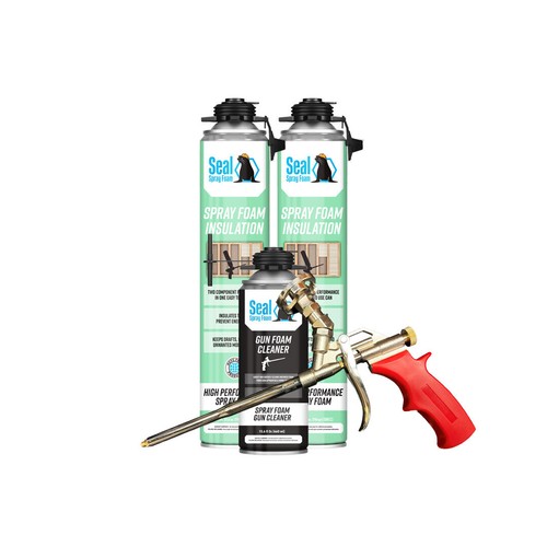 Seal Spray Closed Cell Insulating Foam Can Kit w/Gun