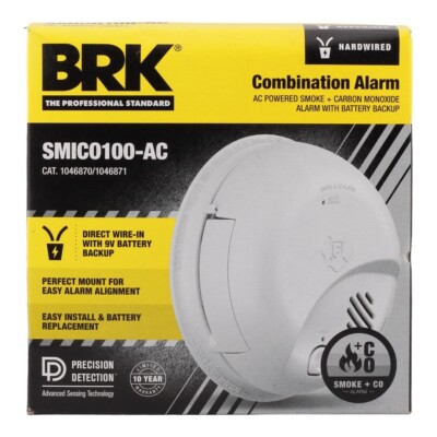 First Alert BRK SMICO100-AC Interconnect Hardwire Smoke & Carbon Monoxide Alarm