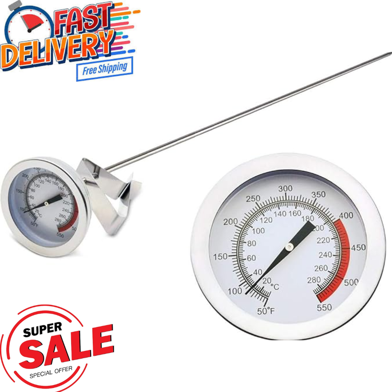 Turkey Thermometer With Clip&15 Inch Stem Best Professional 