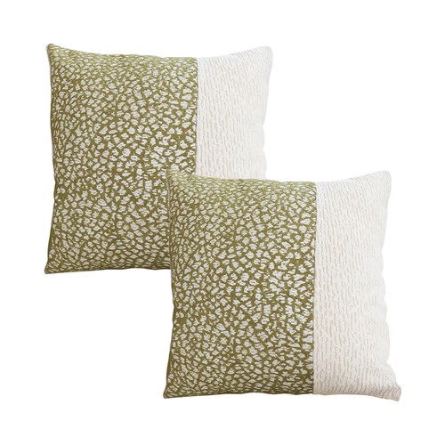 SOGA 2PC Green Beige French Style Tufted Seat Cushion Set 50x50x18cm